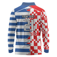 Custom Croatia Greece Cultural Half Flag Long Sleeve Polo Shirt Scratch Style