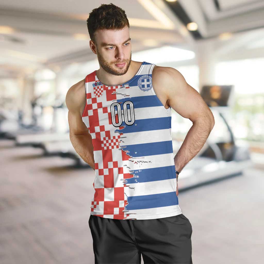 Custom Croatia Greece Cultural Half Flag Men Tank Top Scratch Style