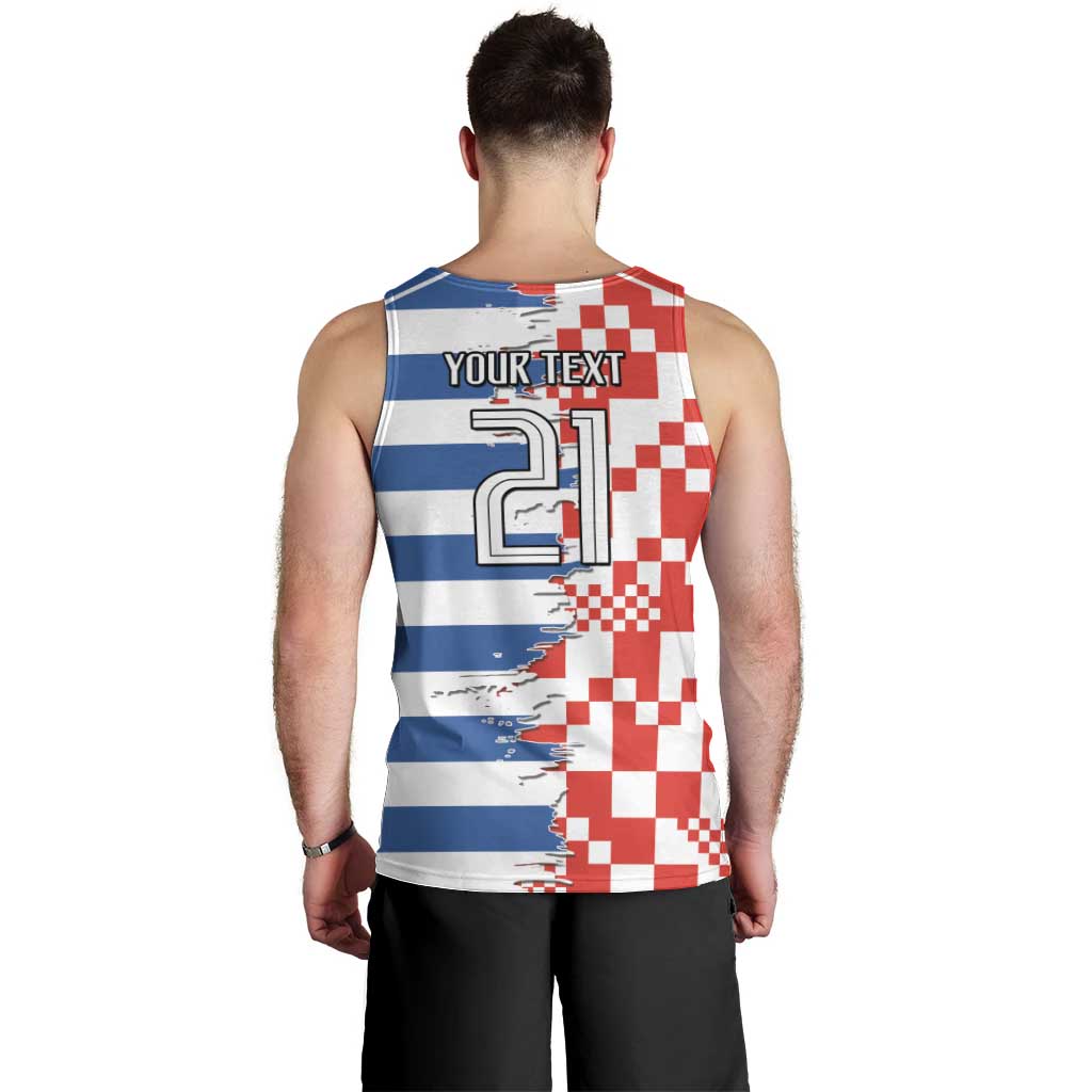 Custom Croatia Greece Cultural Half Flag Men Tank Top Scratch Style