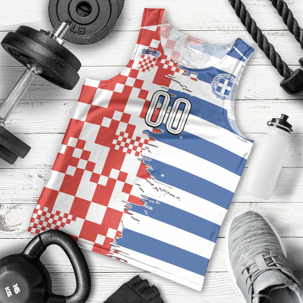 Custom Croatia Greece Cultural Half Flag Men Tank Top Scratch Style