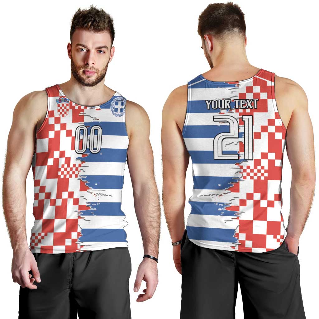 Custom Croatia Greece Cultural Half Flag Men Tank Top Scratch Style