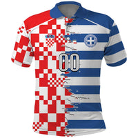 Custom Croatia Greece Cultural Half Flag Polo Shirt Scratch Style
