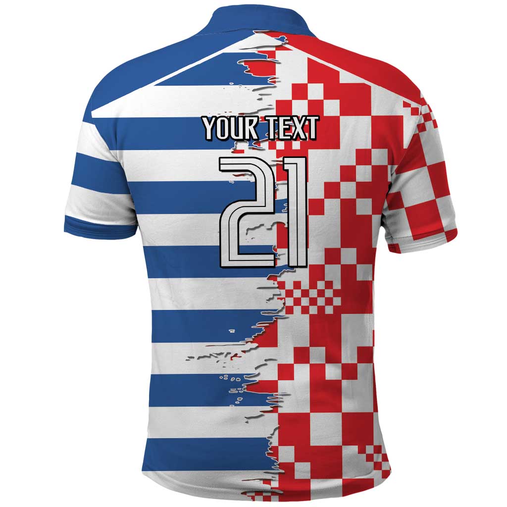 Custom Croatia Greece Cultural Half Flag Polo Shirt Scratch Style