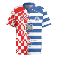 Custom Croatia Greece Cultural Half Flag Rugby Jersey Scratch Style