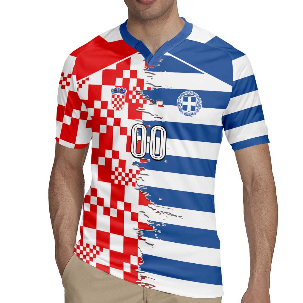 Custom Croatia Greece Cultural Half Flag Rugby Jersey Scratch Style