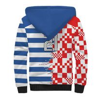 Custom Croatia Greece Cultural Half Flag Sherpa Hoodie Scratch Style