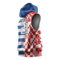 Custom Croatia Greece Cultural Half Flag Sleeveless Hoodie Scratch Style
