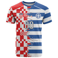 Custom Croatia Greece Cultural Half Flag T Shirt Scratch Style