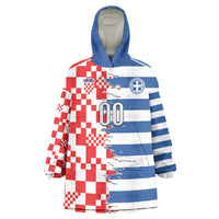 Custom Croatia Greece Cultural Half Flag Wearable Blanket Hoodie Scratch Style