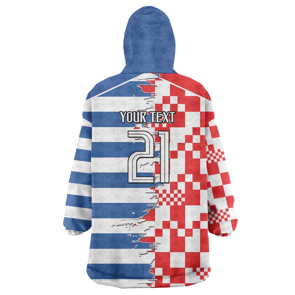 Custom Croatia Greece Cultural Half Flag Wearable Blanket Hoodie Scratch Style
