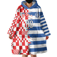 Custom Croatia Greece Cultural Half Flag Wearable Blanket Hoodie Scratch Style