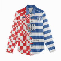 Custom Croatia Greece Cultural Half Flag Women Casual Shirt Scratch Style