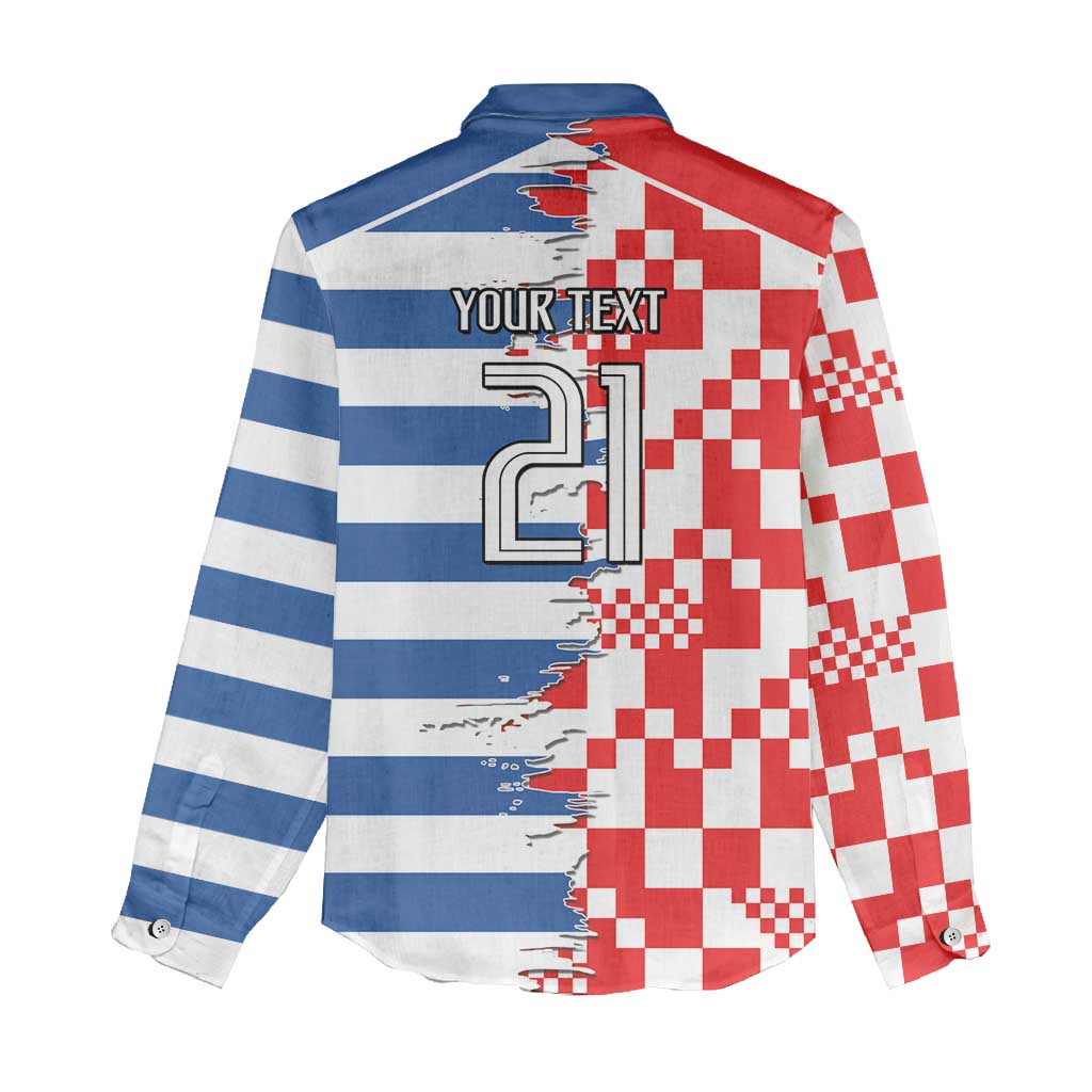 Custom Croatia Greece Cultural Half Flag Women Casual Shirt Scratch Style