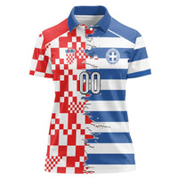 Custom Croatia Greece Cultural Half Flag Women Polo Shirt Scratch Style