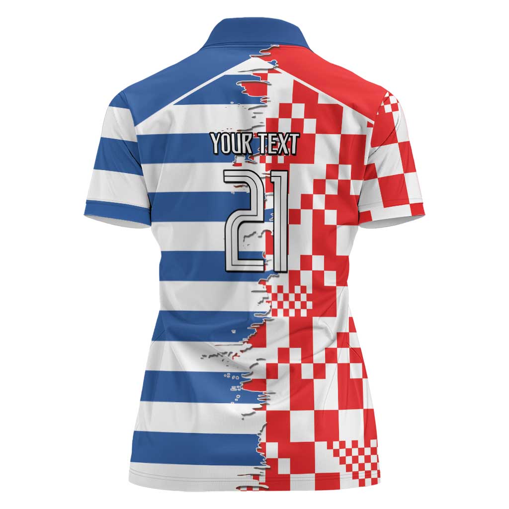 Custom Croatia Greece Cultural Half Flag Women Polo Shirt Scratch Style