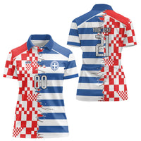 Custom Croatia Greece Cultural Half Flag Women Polo Shirt Scratch Style
