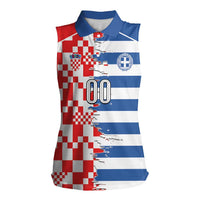 Custom Croatia Greece Cultural Half Flag Women Sleeveless Polo Shirt Scratch Style