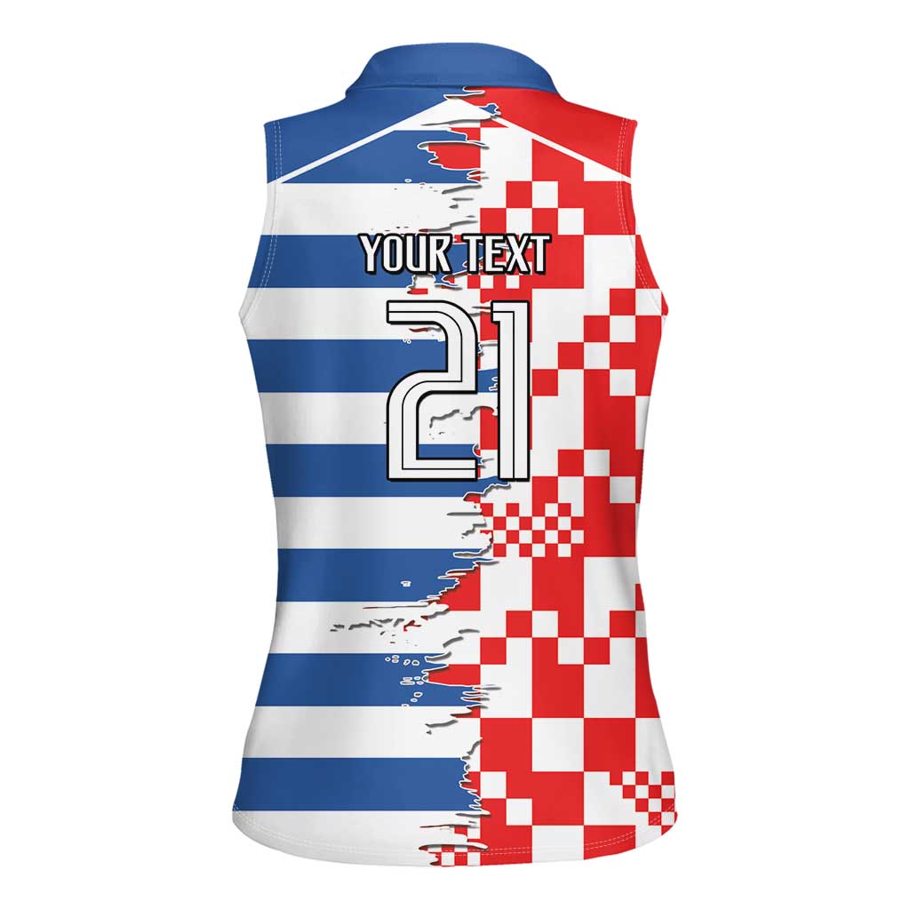 Custom Croatia Greece Cultural Half Flag Women Sleeveless Polo Shirt Scratch Style
