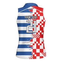 Custom Croatia Greece Cultural Half Flag Women Sleeveless Polo Shirt Scratch Style