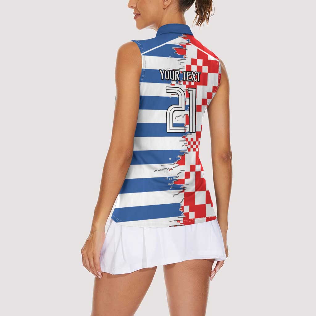 Custom Croatia Greece Cultural Half Flag Women Sleeveless Polo Shirt Scratch Style