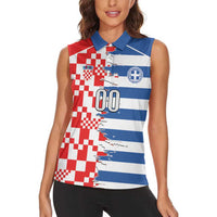 Custom Croatia Greece Cultural Half Flag Women Sleeveless Polo Shirt Scratch Style