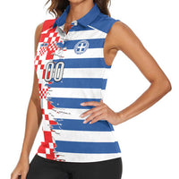 Custom Croatia Greece Cultural Half Flag Women Sleeveless Polo Shirt Scratch Style