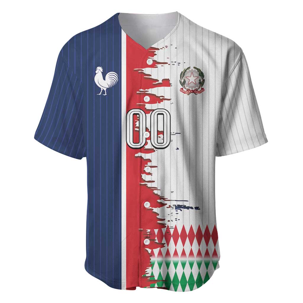 Custom France Italy Cultural Half Flag Baseball Jersey Scratch Style