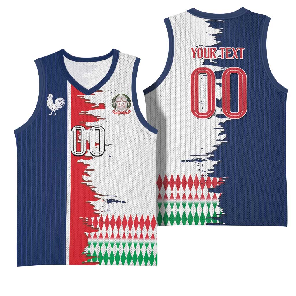 Custom France Italy Cultural Half Flag Basketball Jersey Scratch Style