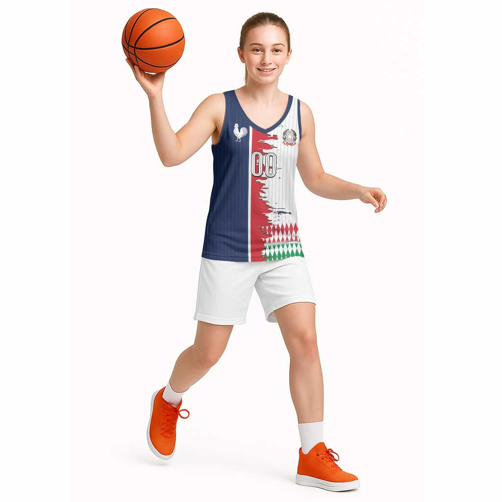 Custom France Italy Cultural Half Flag Basketball Jersey Scratch Style