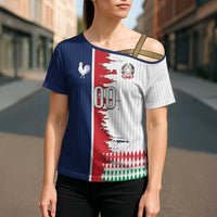 Custom France Italy Cultural Half Flag Cross Shoulder Shirt Scratch Style