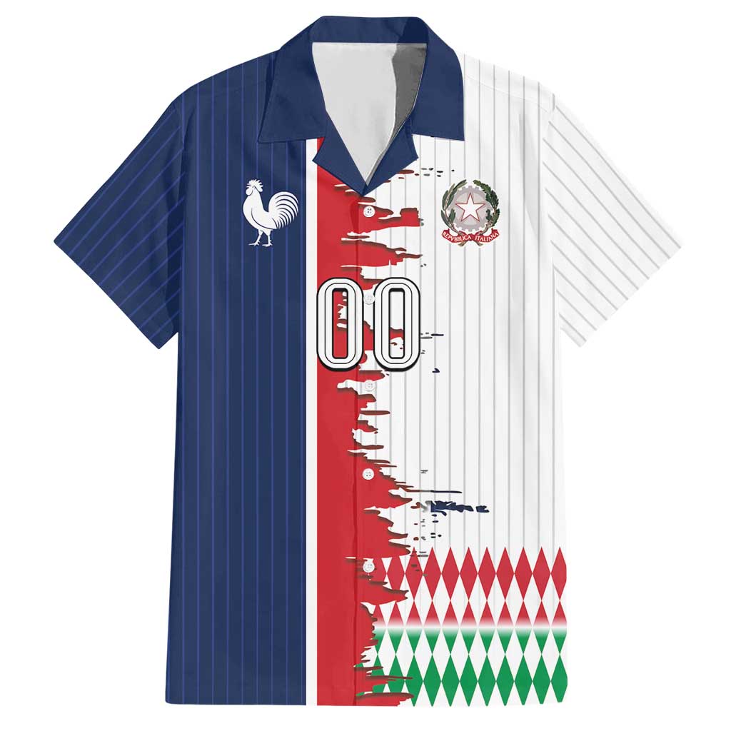 Custom France Italy Cultural Half Flag Hawaiian Shirt Scratch Style