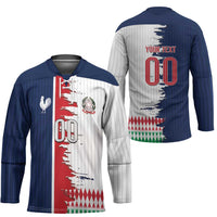 Custom France Italy Cultural Half Flag Hockey Jersey Scratch Style