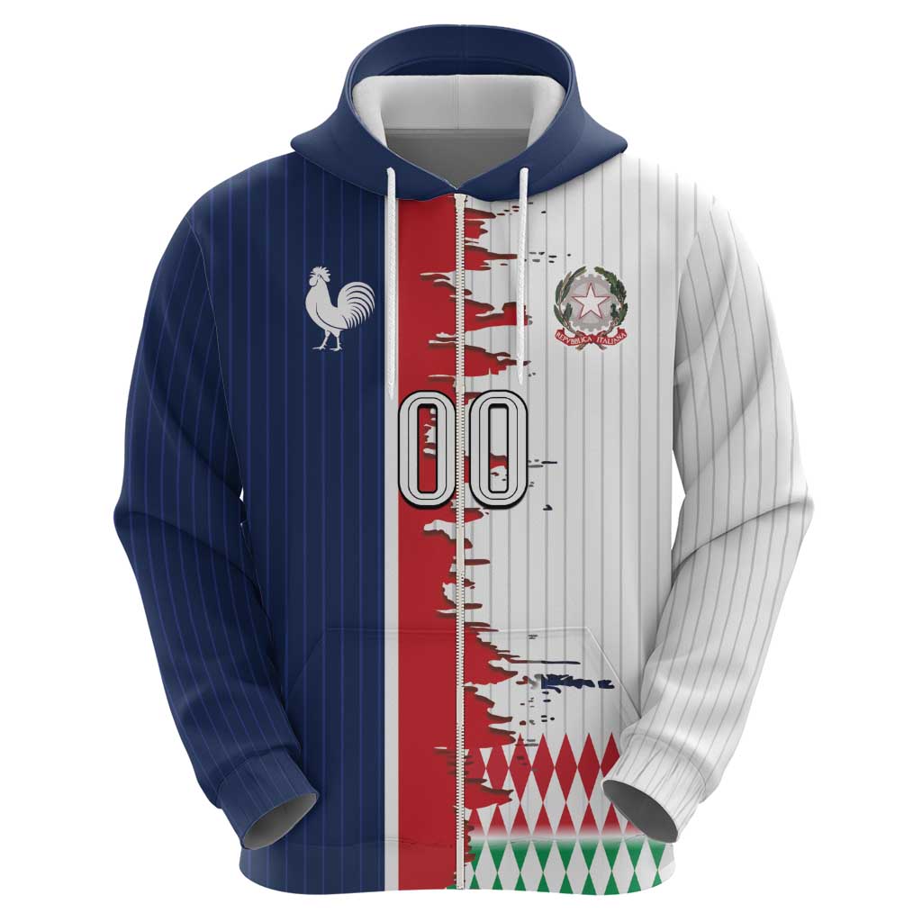 Custom France Italy Cultural Half Flag Hoodie Scratch Style