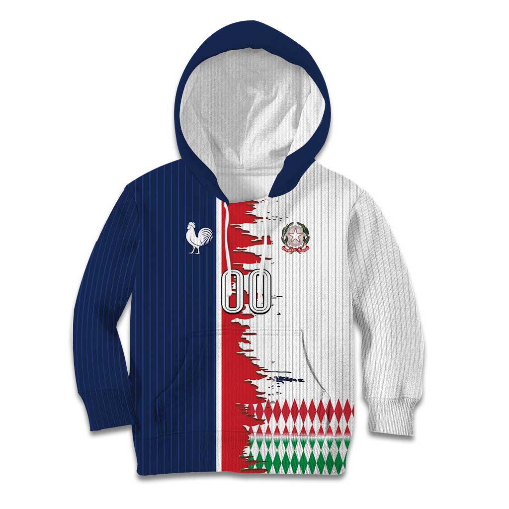 Custom France Italy Cultural Half Flag Kid Hoodie Scratch Style