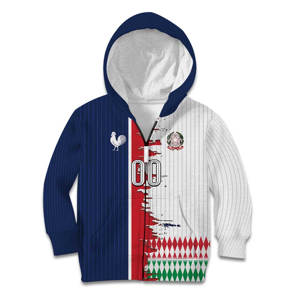 Custom France Italy Cultural Half Flag Kid Hoodie Scratch Style
