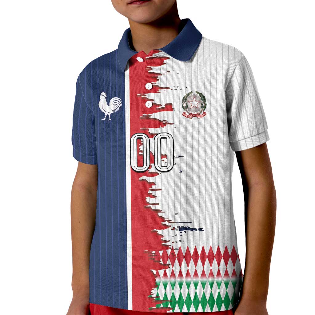 Custom France Italy Cultural Half Flag Kid Polo Shirt Scratch Style