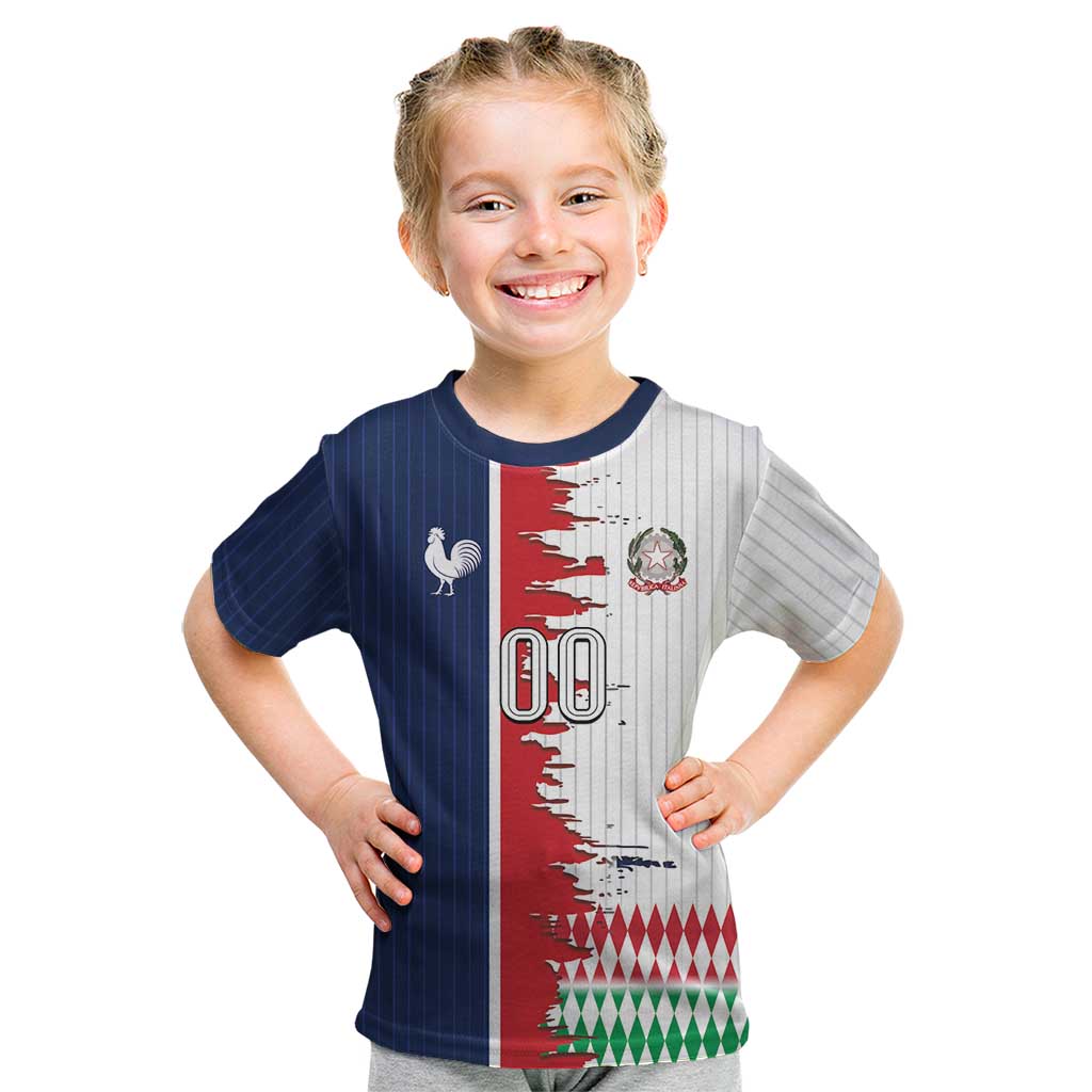 Custom France Italy Cultural Half Flag Kid T Shirt Scratch Style