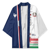 Custom France Italy Cultural Half Flag Kimono Scratch Style
