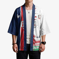 Custom France Italy Cultural Half Flag Kimono Scratch Style
