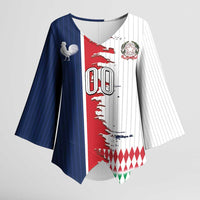 Custom France Italy Cultural Half Flag Kimono Sleeve Blouse Scratch Style