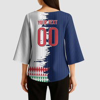 Custom France Italy Cultural Half Flag Kimono Sleeve Blouse Scratch Style