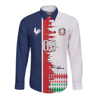 Custom France Italy Cultural Half Flag Long Sleeve Button Shirt Scratch Style