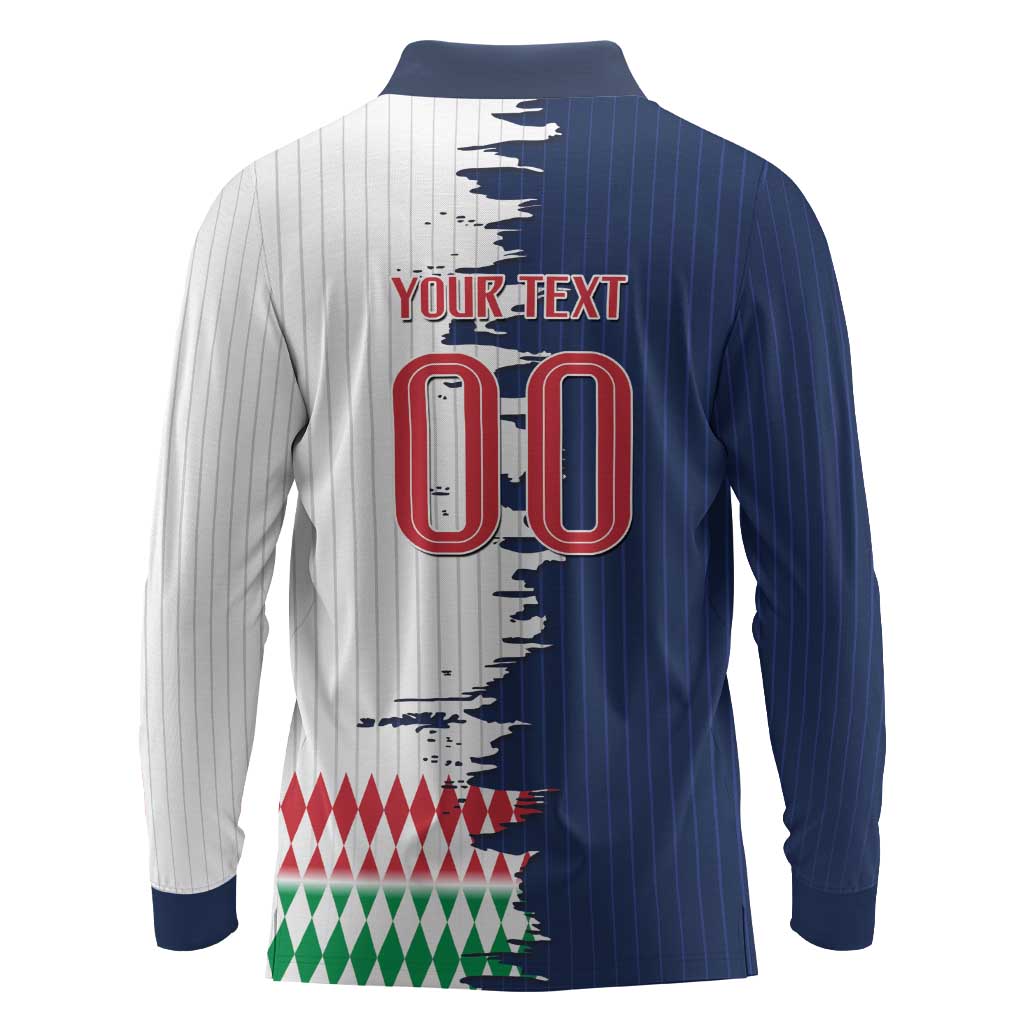 Custom France Italy Cultural Half Flag Long Sleeve Polo Shirt Scratch Style