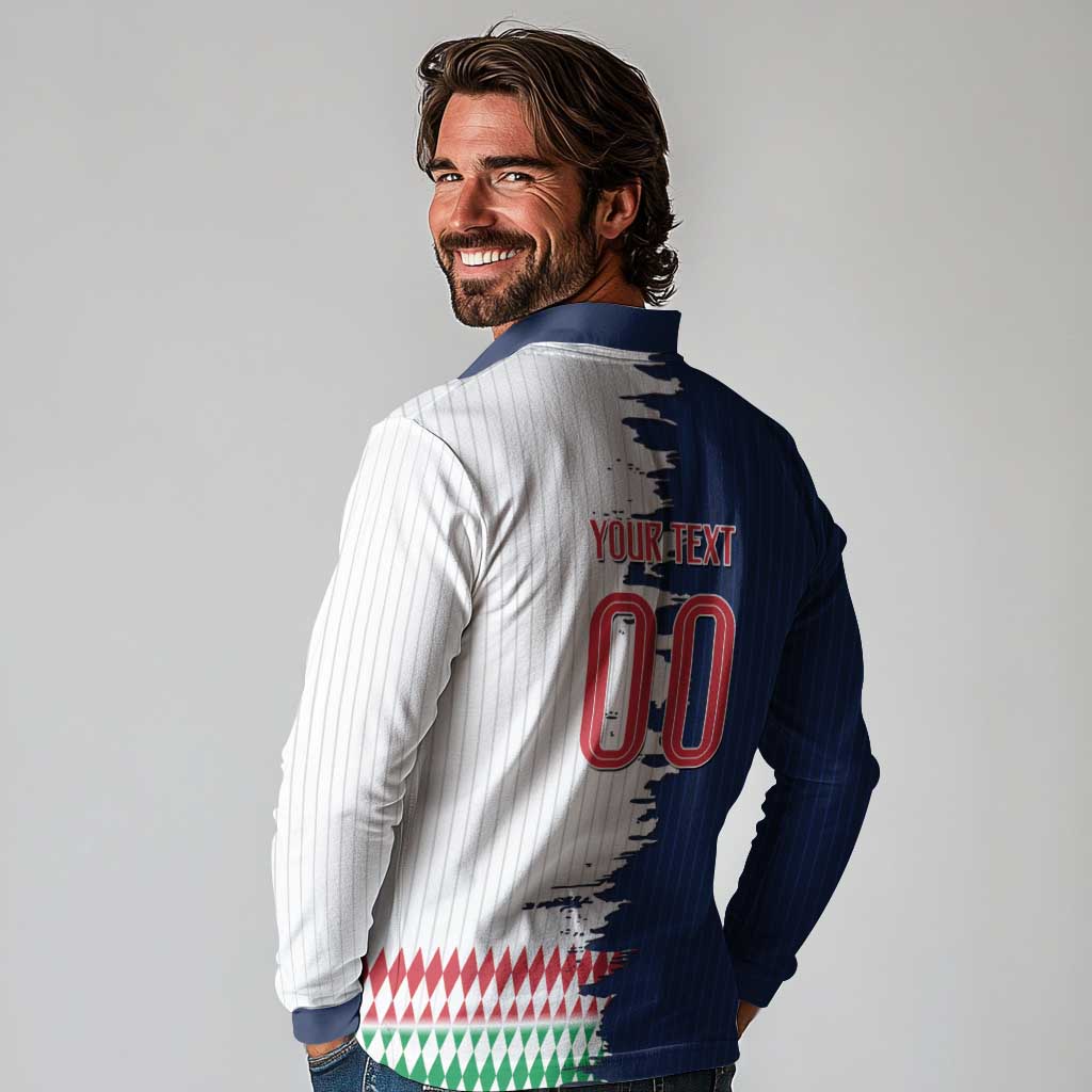 Custom France Italy Cultural Half Flag Long Sleeve Polo Shirt Scratch Style