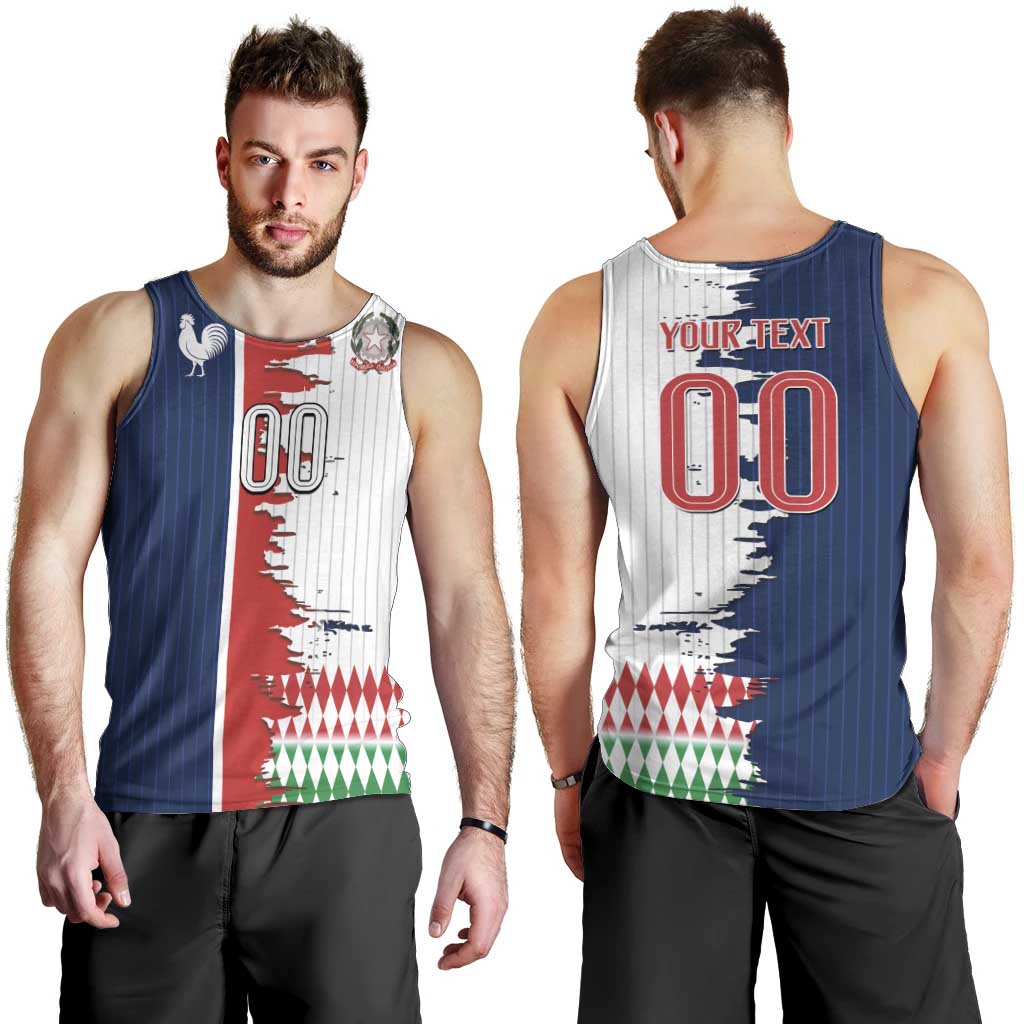 Custom France Italy Cultural Half Flag Men Tank Top Scratch Style