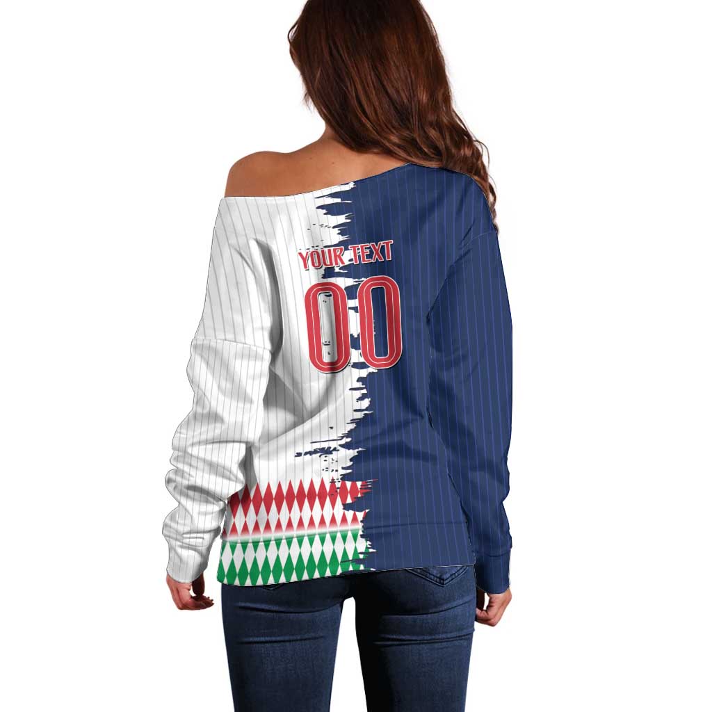 Custom France Italy Cultural Half Flag Off Shoulder Sweater Scratch Style