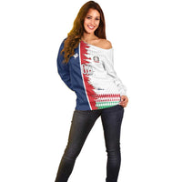 Custom France Italy Cultural Half Flag Off Shoulder Sweater Scratch Style
