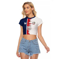 Custom France Italy Cultural Half Flag Raglan Cropped T Shirt Scratch Style