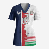 Custom France Italy Cultural Half Flag Scrub Top Scratch Style