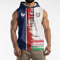 Custom France Italy Cultural Half Flag Sleeveless Hoodie Scratch Style
